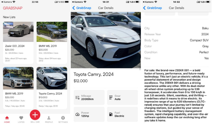 GrabSnap app screen