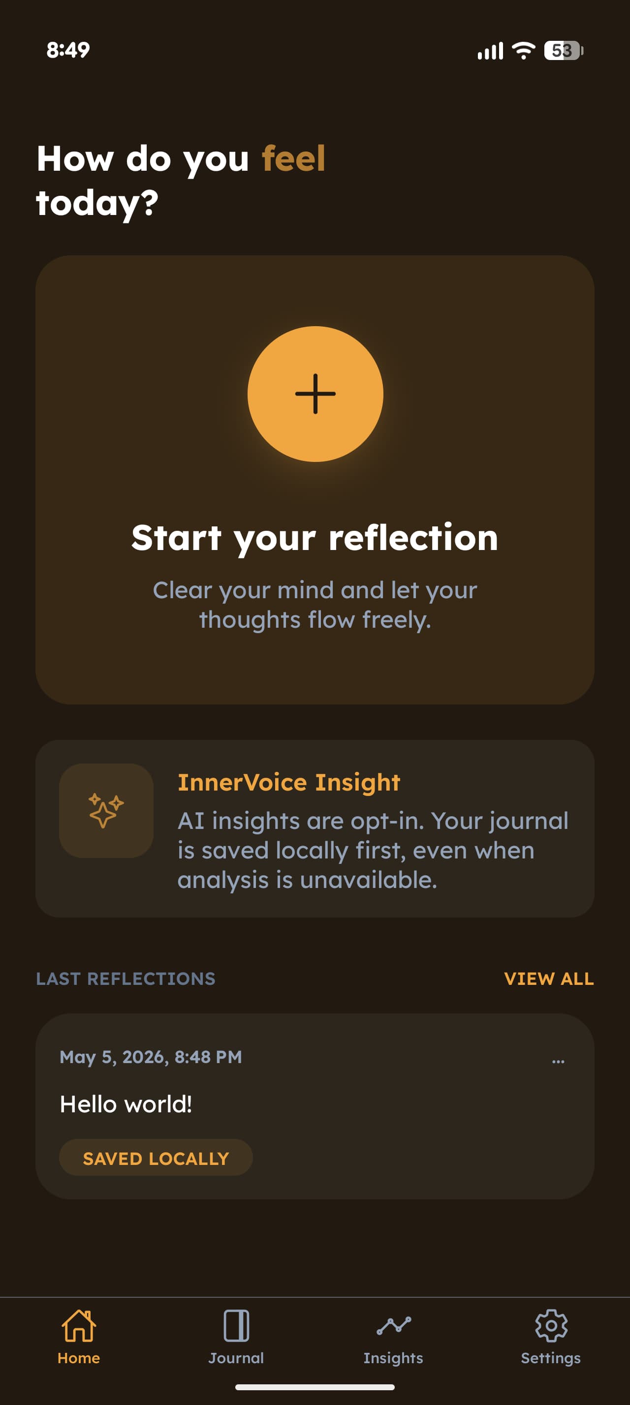 InnerVoice home screen